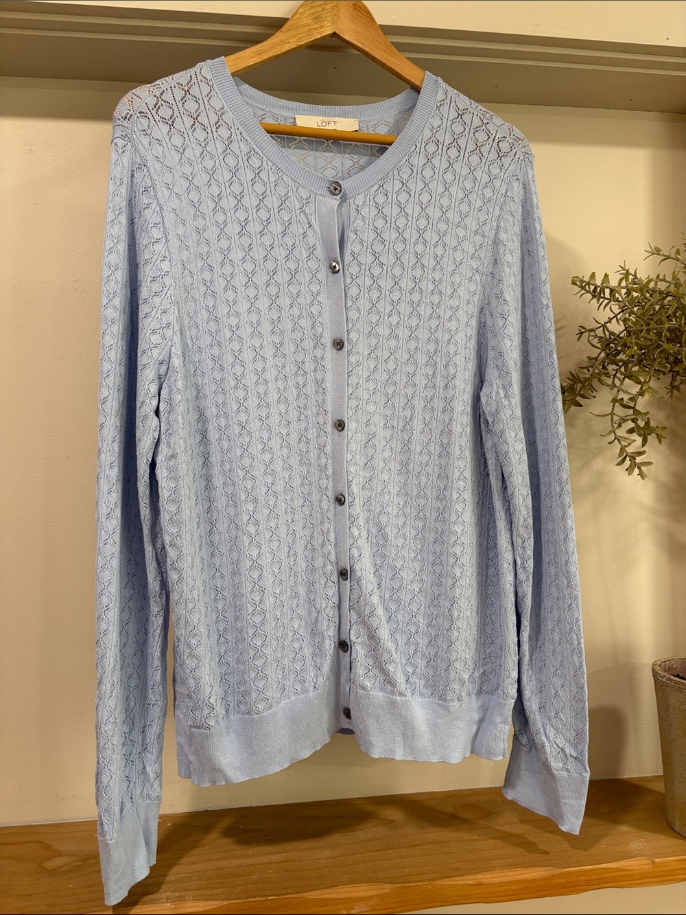 LOFT Blue Lightweight Button Up Cardigan Sweater, Size XL